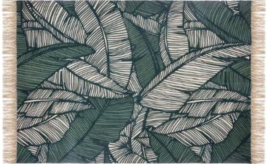 Jungle vloerkleed groen beige katoen