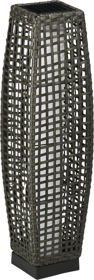 Jurrys Rotan tuin lamp Verlichting Zonne energie Tuinlamp Grijs 21cm x 21cm x 78cm Outdoor Led verlichting