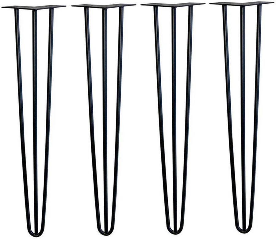 Jurrys Tafelpoten 4 Stuks Zwart 3 Staaf Haarspelt Meubelpoten Metaal Salon tafel 40.7cm Hoogte Tv meubel