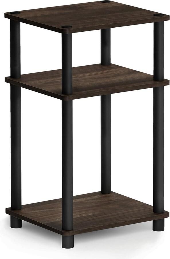 Just 3-Tier Turn-N-Tube Bijzettafel veelzijdig 1 stuk walnoot zwart MDF