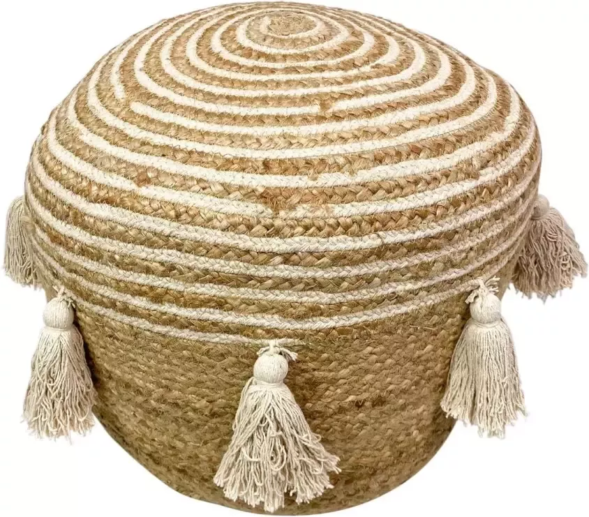 Jute Poef Kwasten Naturel