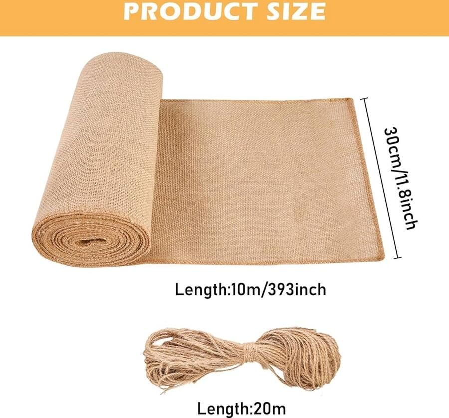 Jute tafelloper Natuurlijke jute band 1 stuk 30 cm x 10 m
