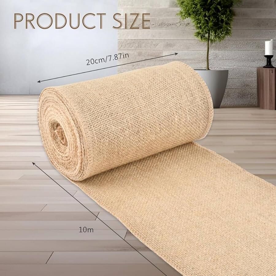 Jute tafelloper rol natuurlijke decoratie 1 stuk bruin jute 20 cm x 10 m