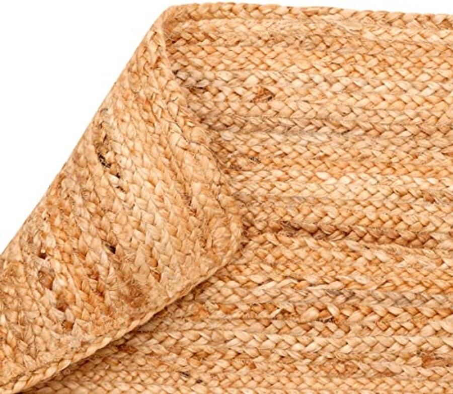 Jute tapijt gevlochten 60 x 40 cm Laagpolig loper in etnische stijl Duurzaam en waterafstotend
