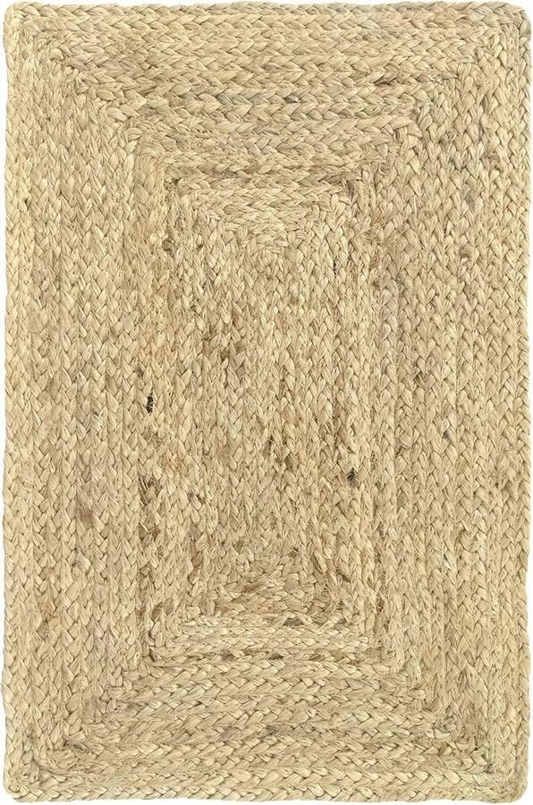 Jute Tapijt Handgevlochten 100% Jutevezel voor Woonkamer Eetkamer Slaapkamer en Hal Natuurlijke Kleuren (40 x 60 cm)