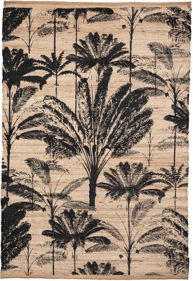 Jute vloerkleed 120 x 170 CM rechthoekig Beige Zwart Jungle