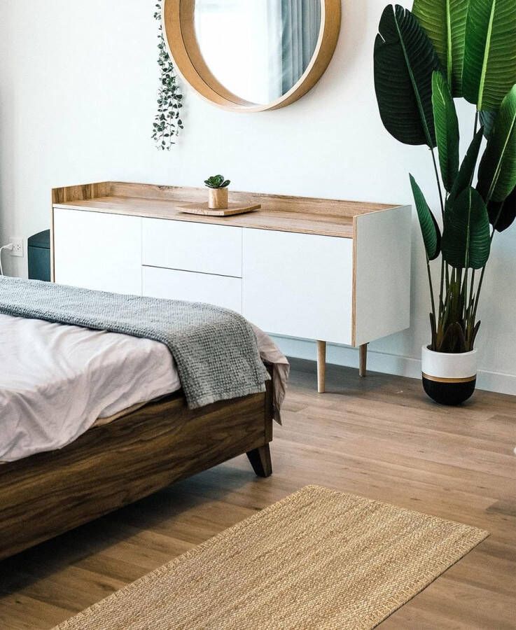 Jute Vloerkleed Granada Tapijt 100% Natuurlijke Jute Vezels Zacht Vloerkleed en Hoge Sterkte Handgeweven Woonkamer Eetkamer Slaapkamer Hal Tapijt (110x60 cm)