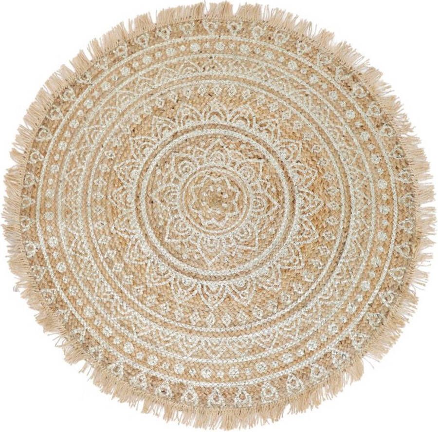 Jute vloerkleed Kreta rond Boho Chic Goudprint