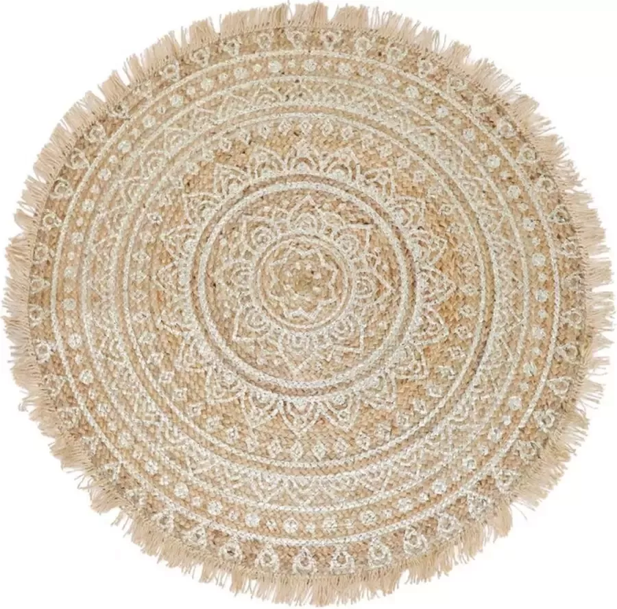 Jute vloerkleed Kreta rond Boho Chic Goudprint