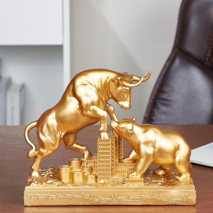 JXCBXJ Stier- en beerbeeld decor van polyresindier cadeau voor vermogensbeheerders en investeerders geschikt voor slaapkamer studeerkamer wijnkast kantoor kunstcadeau