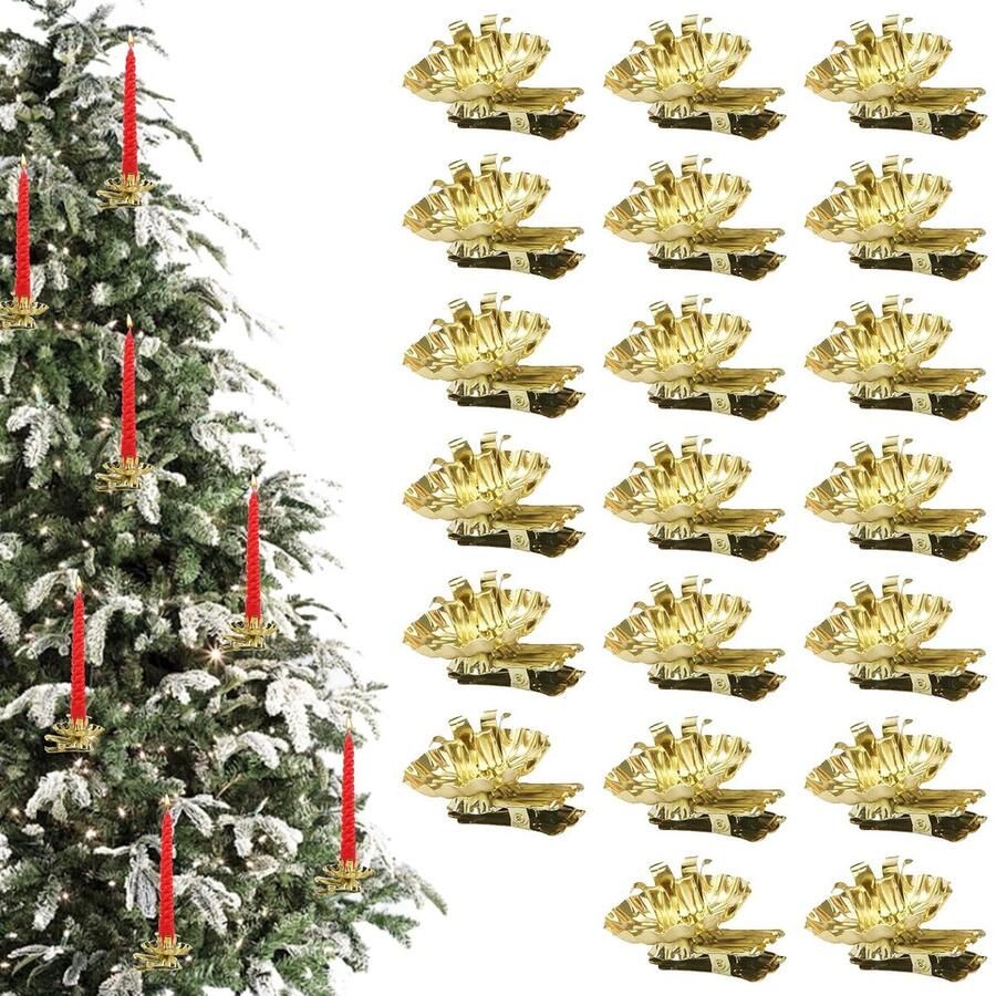 Kaarsenhouder Clips Goud Voor Kerstboom Verjaardag Tafel Theelichtjes