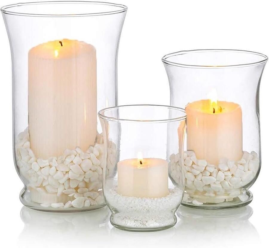 Kaarsenhouder Glazen Orkaan Houder 3 Stks Clear Hurricane Vaas Kerst Halloween Centerpieces Theelicht Votive Pijler Drijvende Kaars Bruiloft Tafel Eetkamer Tuin Decor