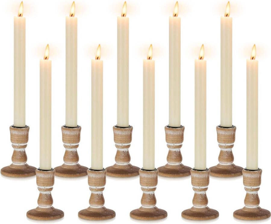 Kaarsenhouder Houten kaarsenhouder Taper kaars: 10 kandelaars Vintage voor taper kaarsen Rustieke kaarsenhouder voor tafel middelpunt Bruiloft evenement Kerstmis of huisdecoratie