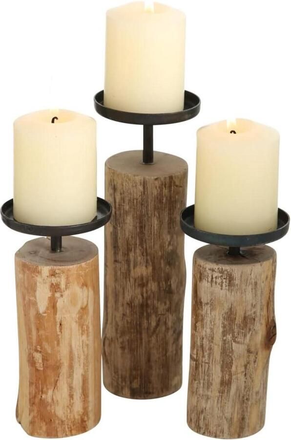 Kaarsenhouder Kandelaar Stijlvolle Tempe Set Boho Stijl Decoratie Eettafel Commode Hout Metaal 4221400