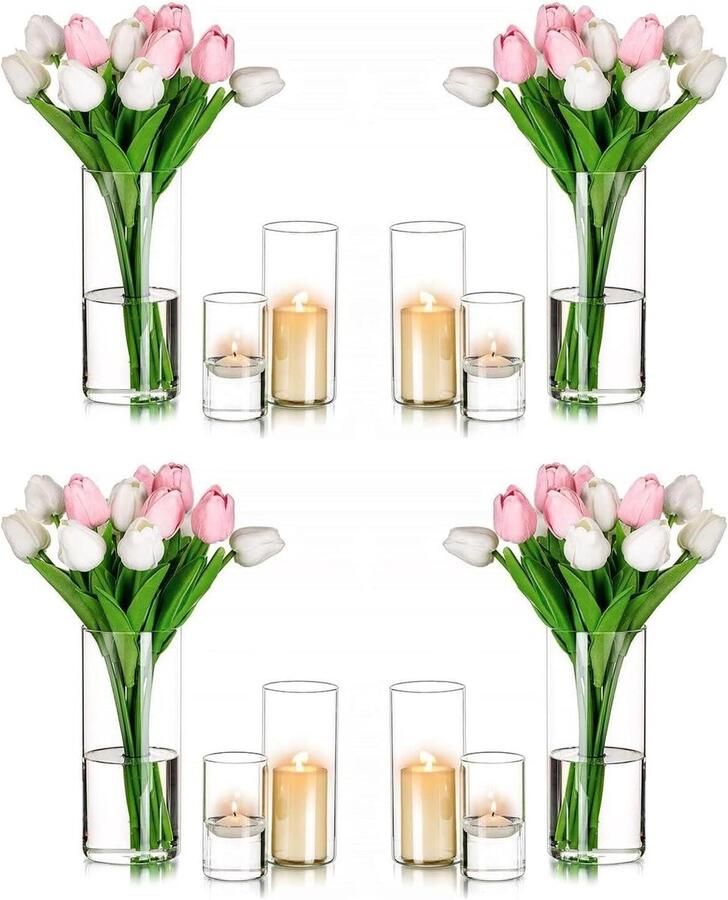 Kaarsenhouders Glas Clear Orkaan Set van 3 Cilinder Bloem Vaas Drijvende Votive Bruiloft Tafel Middenstuk Home Decor Voor Pijler Kaarsen 10 15 20cm