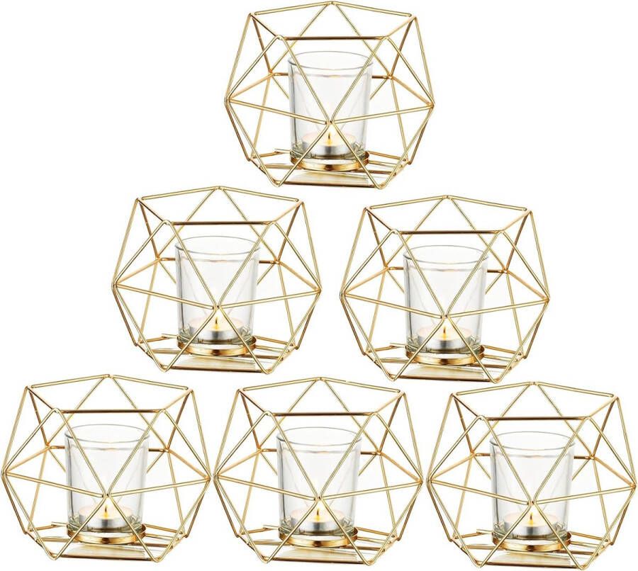 Kaarsenhouders goud geometrisch decor theelichthouder voor theelichtjes decoratieve kaarsenstandaard accenten voor thuis tafel plank mantel moderne geo-decoratie bruiloft receptie decor