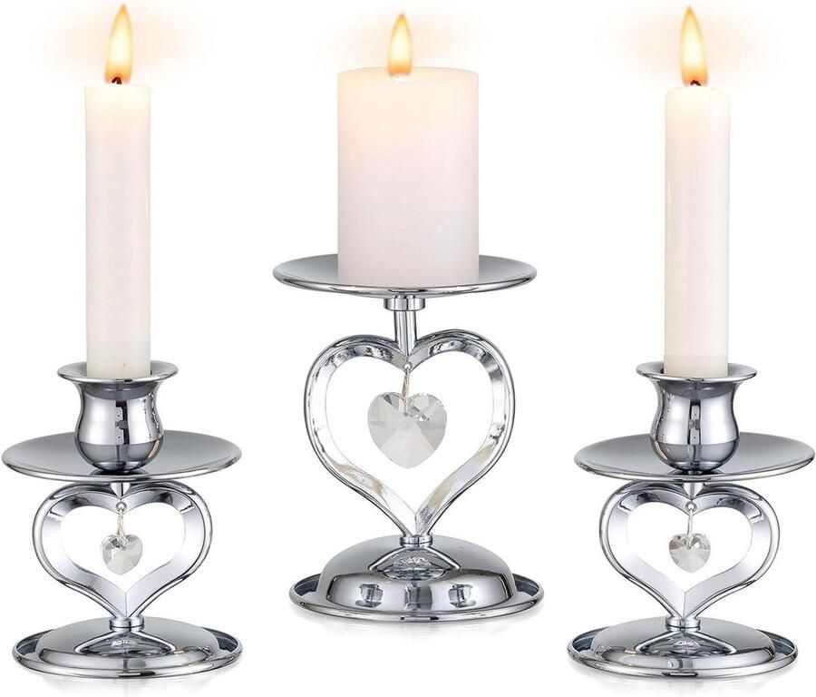 Kaarthouders Set Huwelijksceremonie Tafel Centerpiece Zilveren Kandelaars Pillar Taper Kaarsen Metalen Kaarsenstandaard Anniversary Party Candlelight Dinner Decor