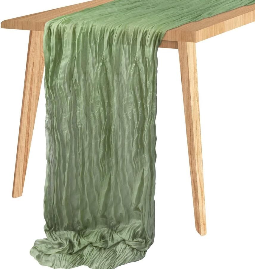 Kaasdoek Tafelloper Boho stijl 1 stuk Salie groen 35 x 160 inch