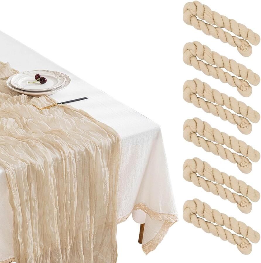 Kaasdoek Tafellopers Set van 6 300 cm x 90 cm Polyester