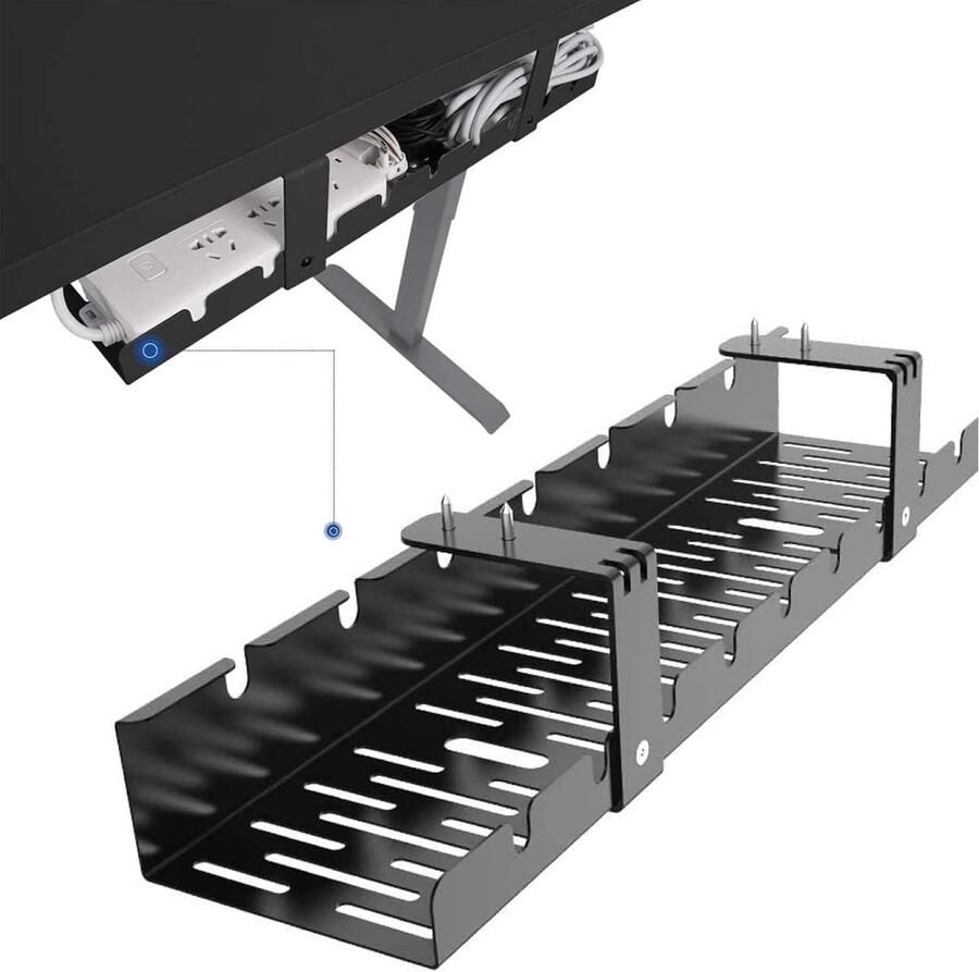Kabelmanagement voor Onder Het Bureau Kabeldraad-organizer 1 stuk Zwart Metaal