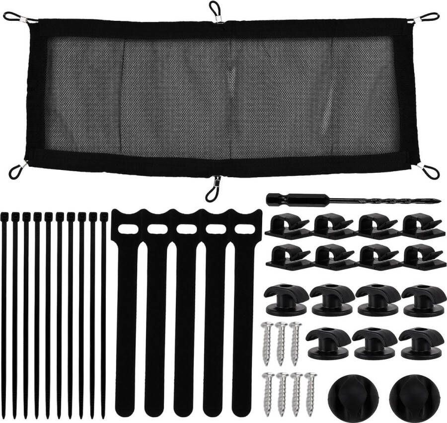 Kabelnet-bureau kabelmanagement-bureau flexibel kabelmanagement-netwerk magische stickers onder het bureau thuiskantoor (zwart)