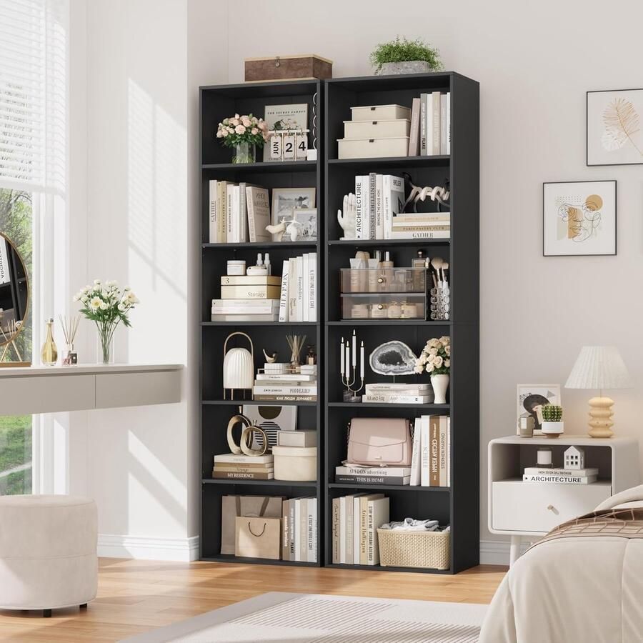 Kallax Boekenkast 190 5 cm Kubusrek Staand Opbergrek voor Woonkamer Kantoor Slaapkamer 48 x 30 x 190 5 cm Zwart