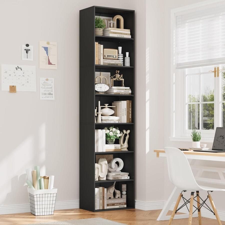 Kallax Boekenkast 220 cm Kubusrek Staand Opbergrek voor Woonkamer Kantoor Slaapkamer 48 x 30 x 220 cm Zwart