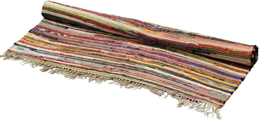 Indiase Recyclagetapijt – 150x200cm – Willekeurige Kleuren Gemaakt van gerecycleerde textielresten. Authentiek Duurzaam en Stijlvol