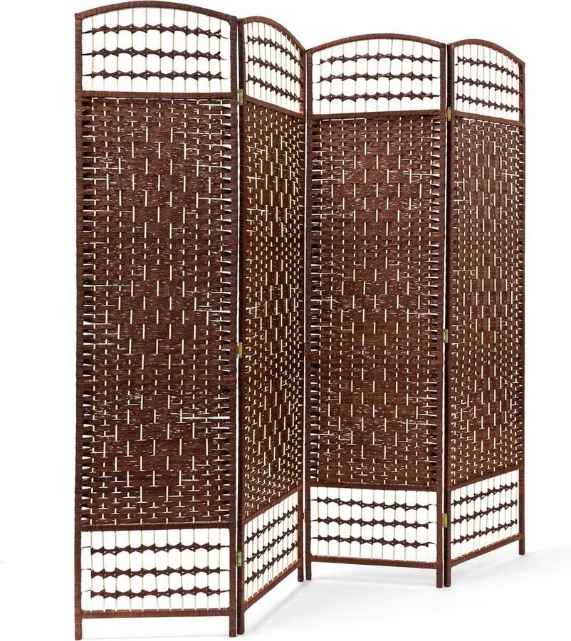 Kamerscherm 4-delig bamboe 179x180x2 cm opvouwbaar ondoorzichtig bruin