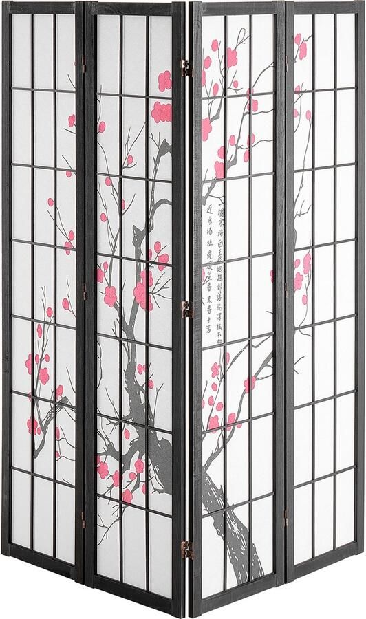 Kamerscherm 4-Delig Japans Kamerscherm Opvouwbaar Houten Privacyscherm voor Binnen Draagbare Japanse Scheidingswand Decoratieve Scheidingswand
