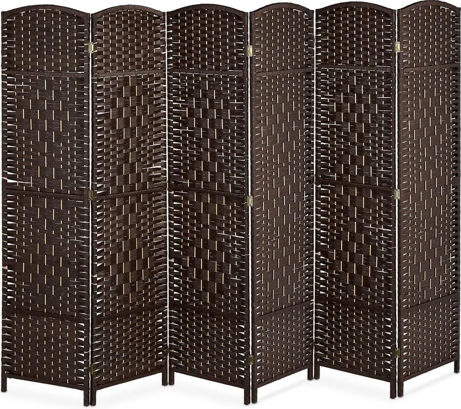 Relaxdays kamerscherm 6 panelen kamerverdeler klapbaar scheidingswand roomdivider bruin - Foto 2
