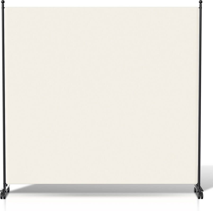 Kamerscherm op wielen met 1 panelen 187 x 181 cm Kamerverdeler Tuin Spaanse Muurscheiding Beige