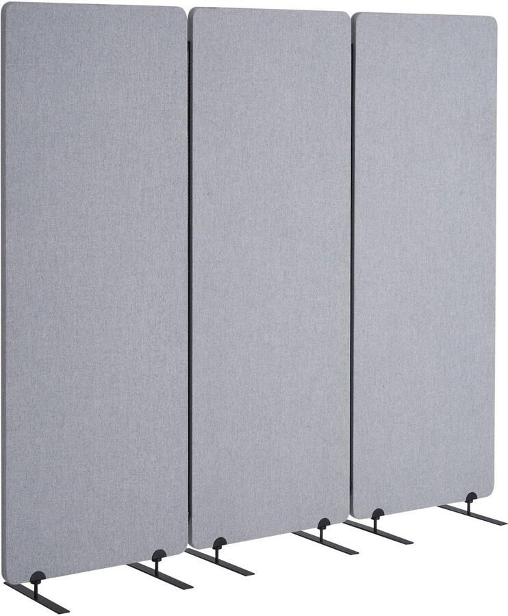 Kamerscherm – Roomdivider – Scheidingswand – Paravent – Ruimteverdeler – Geluiddempend – 3 Panelen – PET Polyester – Grijs – 184x35x166 cm