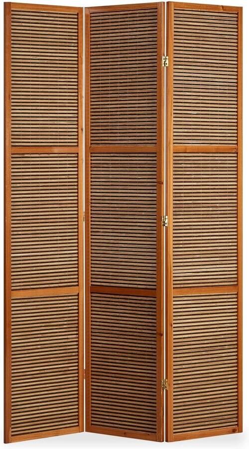 Kamerscherm ruimteverdeler 3-delig bruin bamboe 2 m