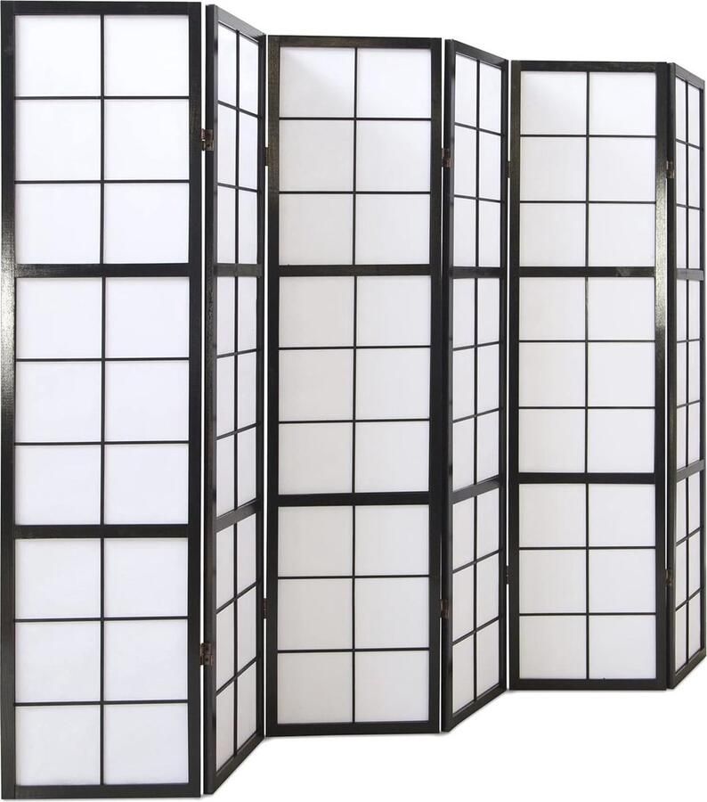 Kamerscherm ruimteverdeler 6-delig zwart wit 175 cm