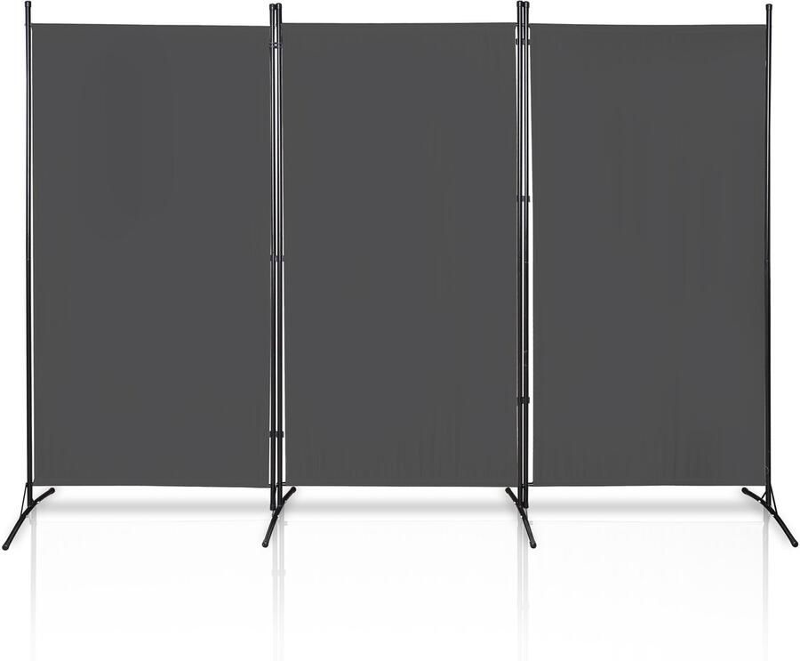 Kamerscherm Ruimteverdeler met 3 panelen 260 x 180 cm Kamerverdeler Tuin Spaanse Muurscheiding opvouwbaar Antraciet