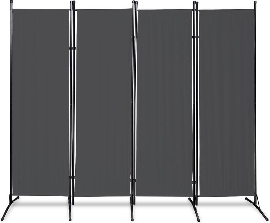 Kamerscherm Ruimteverdeler met 4 panelen Kamerverdeler Tuin Spaanse Muurscheiding opvouwbaar Antraciet 200 x 170 cm