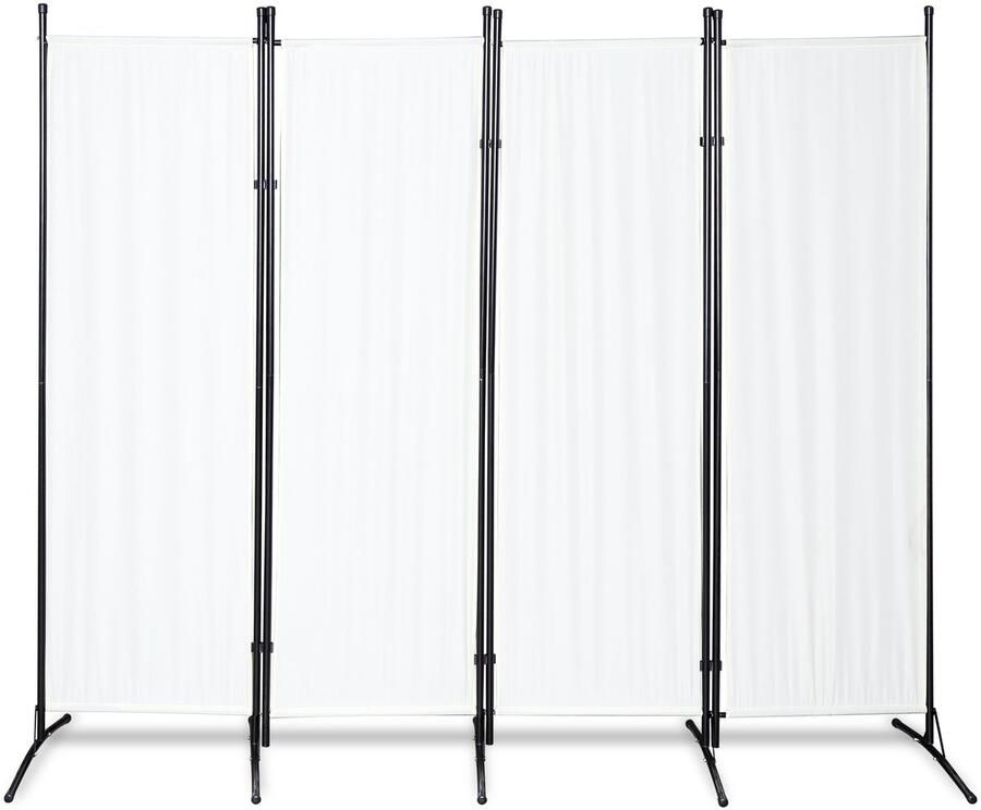 Kamerscherm Ruimteverdeler met 4 panelen Kamerverdeler Tuin Spaanse Muurscheiding opvouwbaar Beige 200 x 170 cm