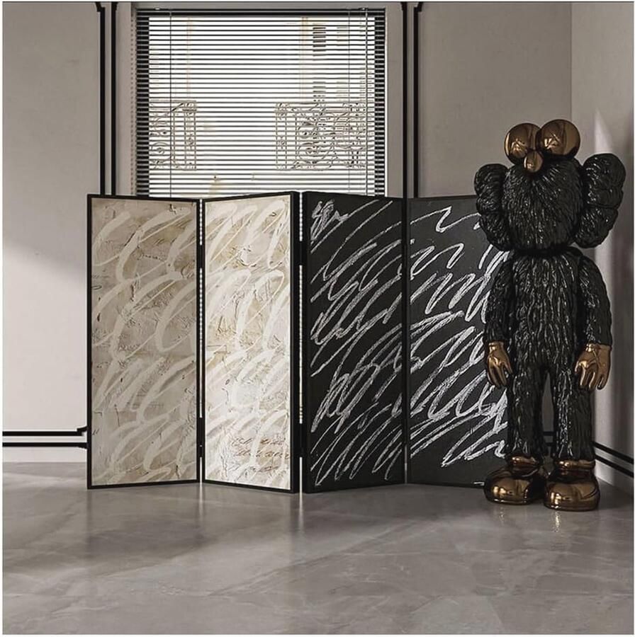 Kamerverdeler Scherm Opvouwbare Mobiele Scheidingswand met Ornamenten voor Woonkamer en Wastafel 80 x 80 cm - Foto 2