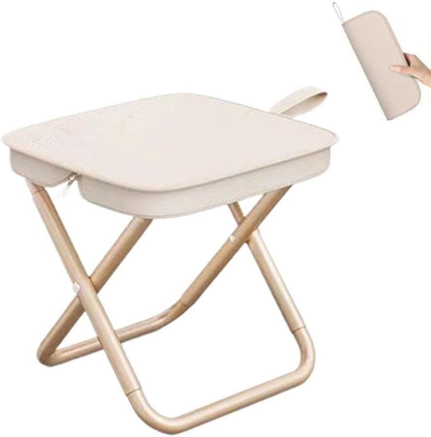 Kampeerkruk Draagbare opvouwbare kruk Kleine draagbare stoel Reisstoel voor buiten Opvouwbare kruk met rits Geschikt voor picknick barbecue kamperen vissen uitstapjes reizen strand wandelen hiken Khaki
