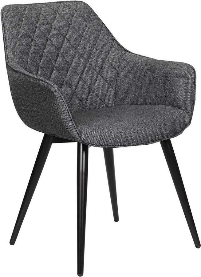 Kamyra Ergonomische Eetkamerstoel met Armleuning Eetkamerstoelen Stoel Kuipstoel Loungestoel Linnen Donkergrijs