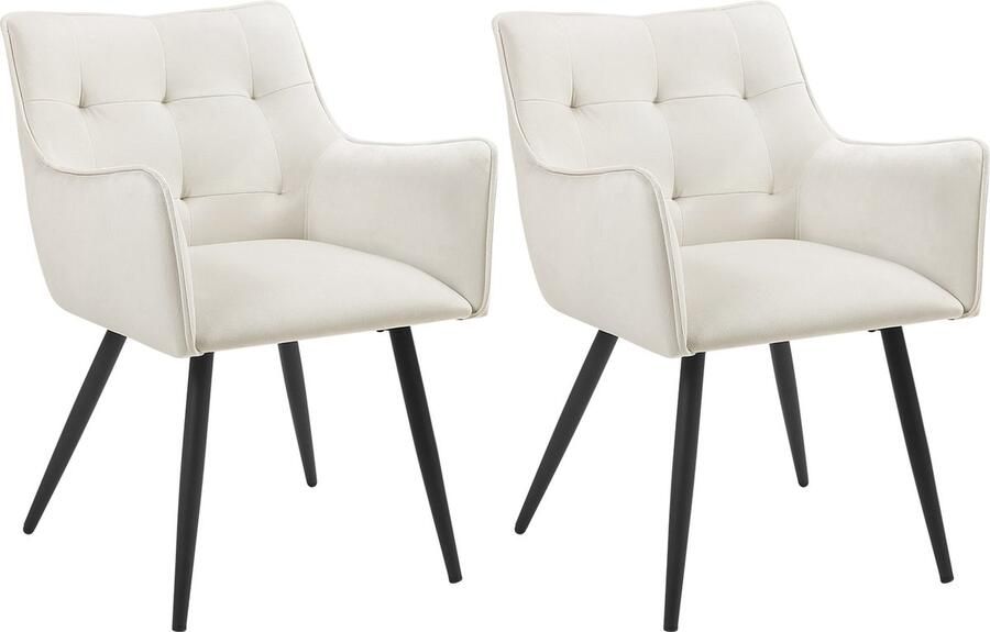 Kamyra Set van 2 Velvet Eetkamerstoelen Eetkamerstoel Stijlvol Ergonomisch & Comfortabel Crème