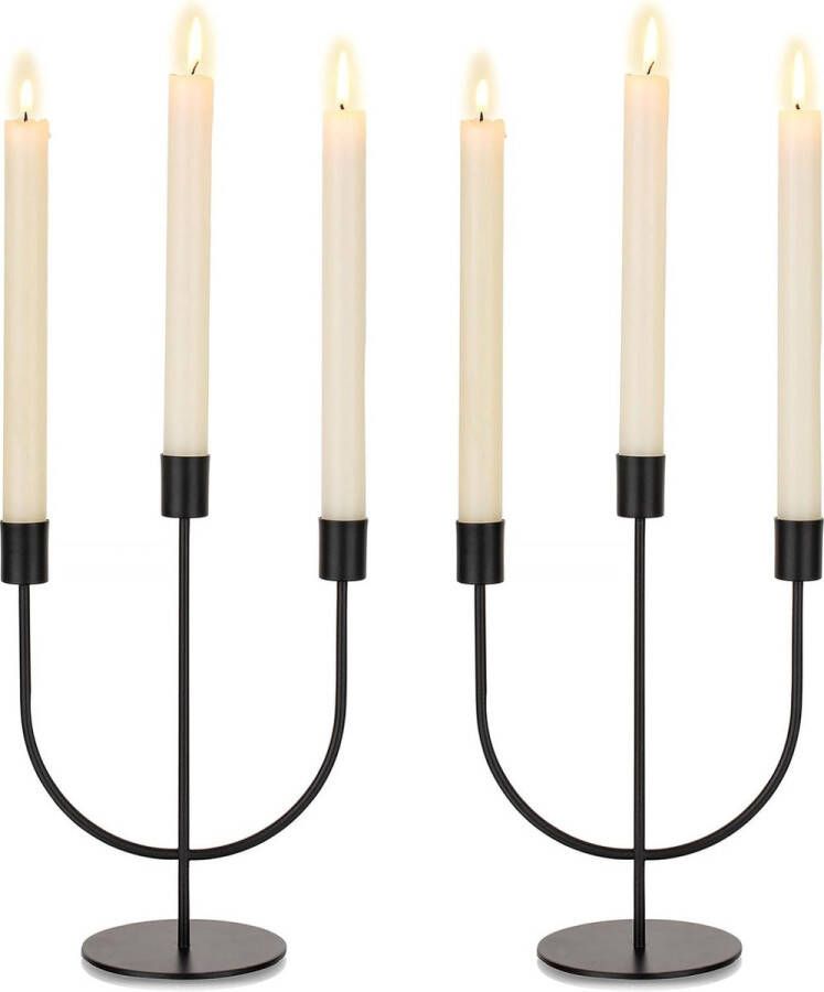 Kandelaar kaarsenhouder voor staafkaarsen zwarte Halloween kandelaar 3-armige kandelaar voor kegelkaarsen voor bruiloft tafel middenstuk kerstmantel decoratie