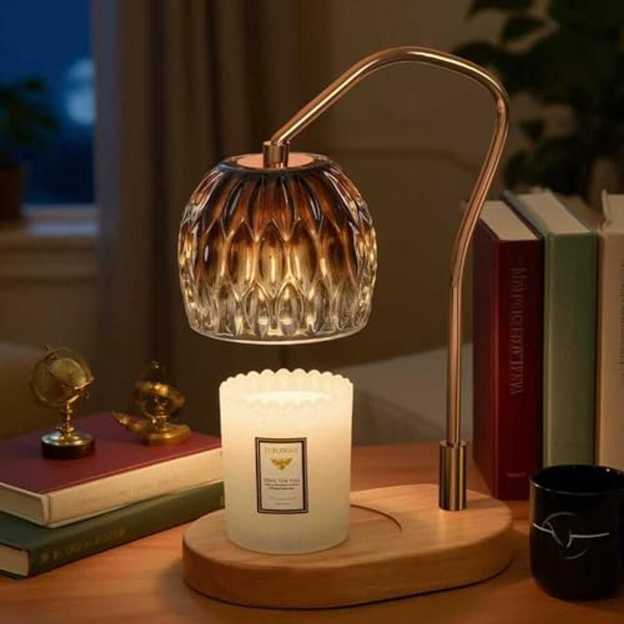Kandelaar lamp met timer en dimmer elektrische wasverwarmer voor glaskaarsen bruine woondecoratie cadeau voor huisgenoten