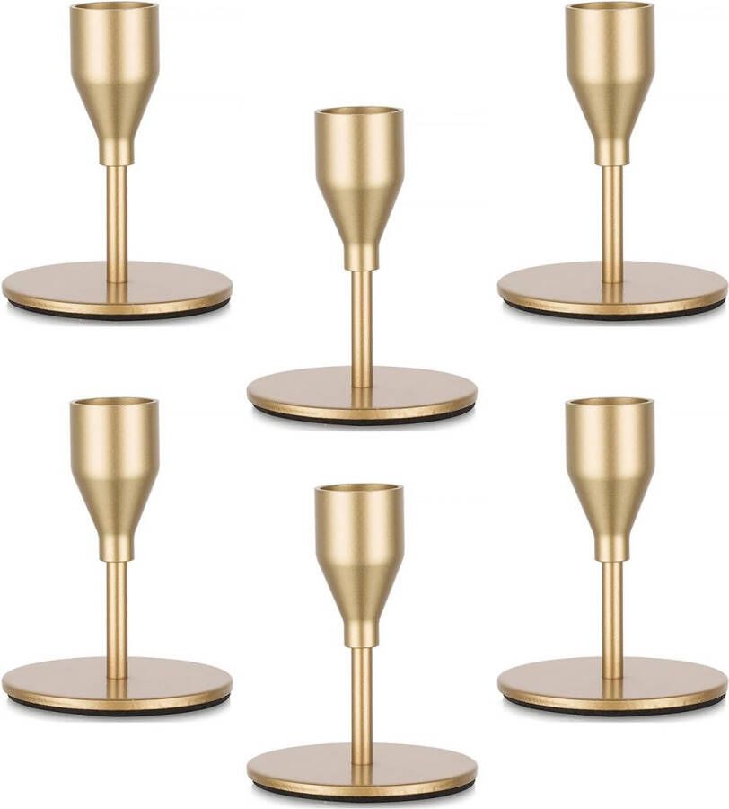 Kandelaar metalen kandelaar gouden staafkaarsenhouder: 6 set kandelaars voor staafkaarsen kandelaars kleine vintage tafel decoratie bruiloft Kerstmis