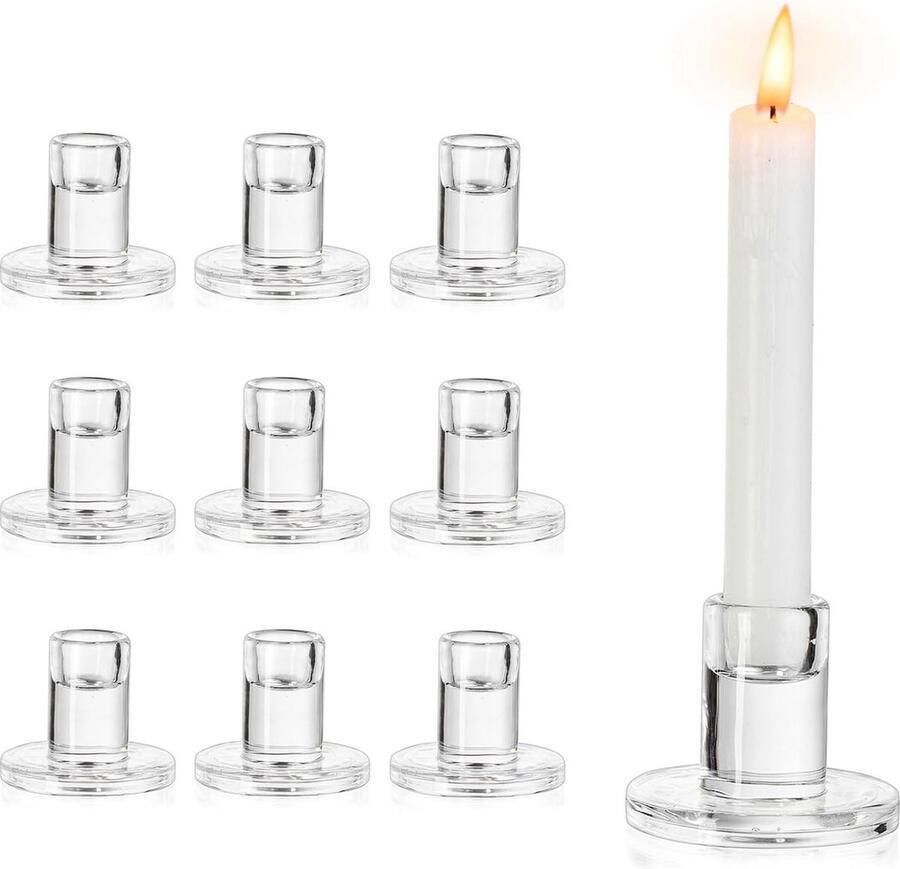 Kandelaar Set van 10 Glazen Kandelaars Heldere Kaarsen Houder Voor Taper Pilaar Waxinelichtjes Bruiloft Centerpieces Tafel Decoratie Kerstdiner Feest