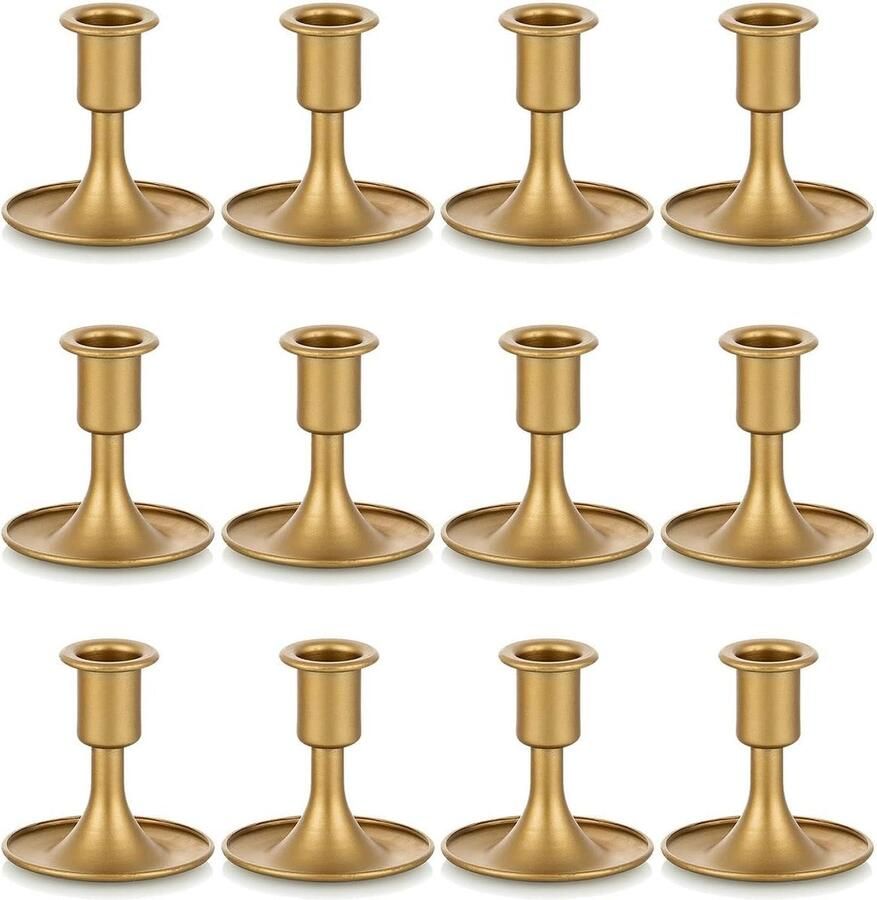 Kaarsenhouder Gouden Kandelaar Houders Taper Kaarsenhouders Kaarsenhouder voor tafel middelpunt bruiloft receptie feestelijke kerst Mantel decoratie huisdecoratie set van 12