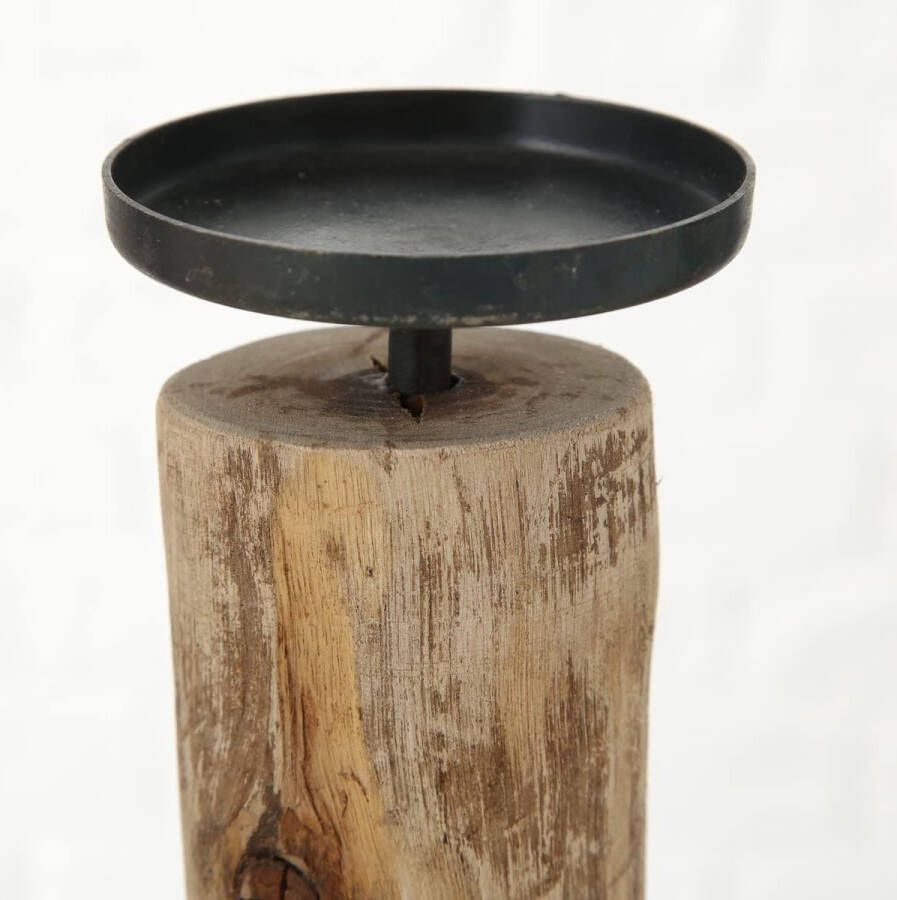 Kandelaar Tempe (3-delige set kaarsenhouder van hout + metaal stijlvol design decoratie eettafel commode boho stijl) 4221400