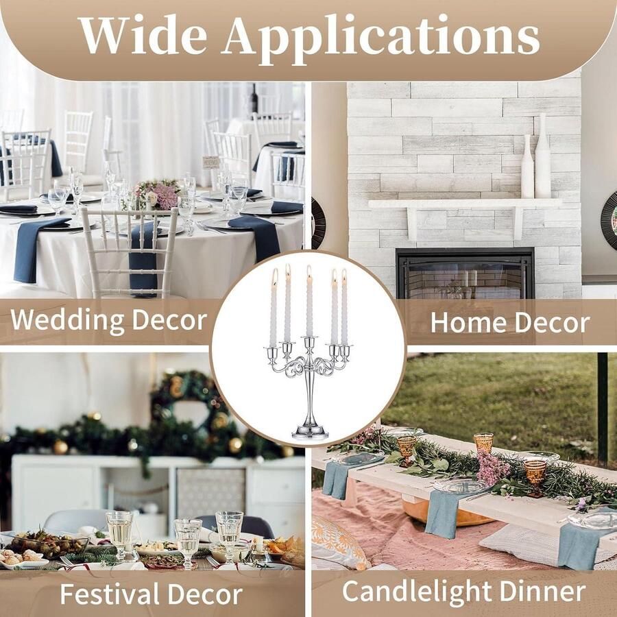 Kandelaar voor eettafel diner bij kaarslicht hotel decoratie huisdecoratie tafeldecoratie zilverkleurig aluminium