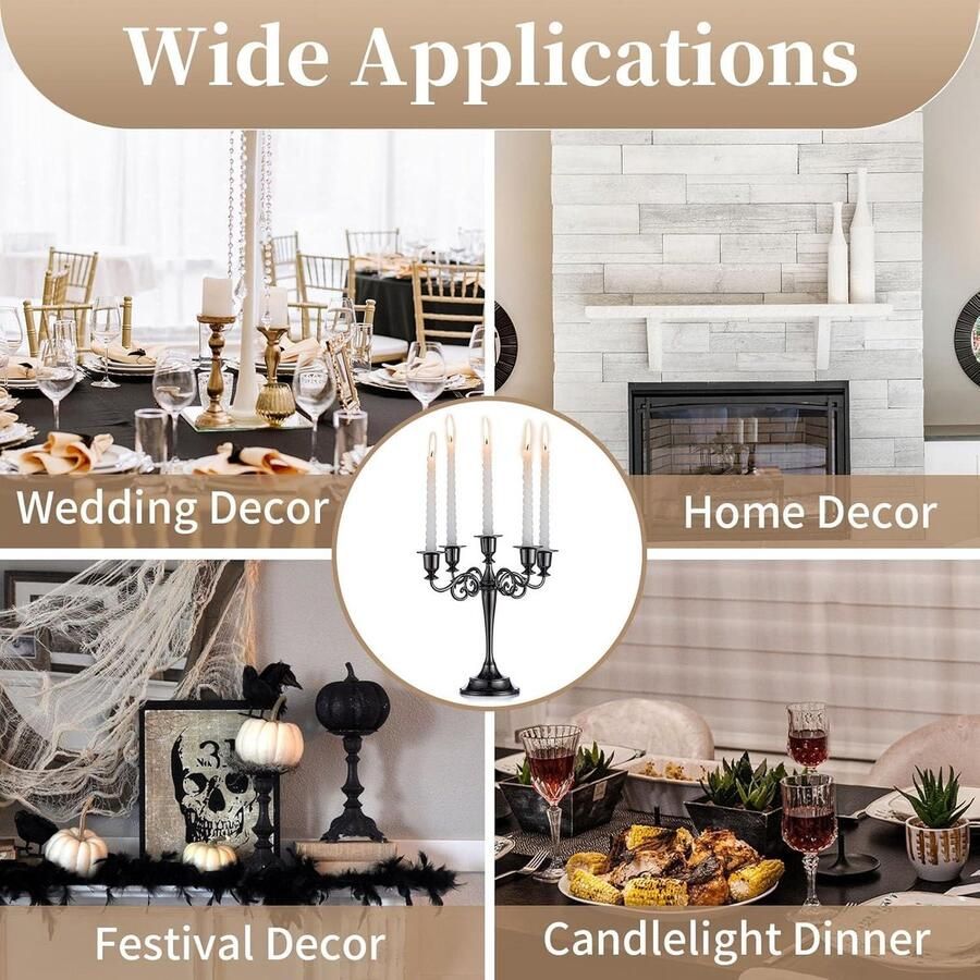 Kandelaar voor eettafel en diner bij kaarslicht hotel en huisdecoratie zwart metaal